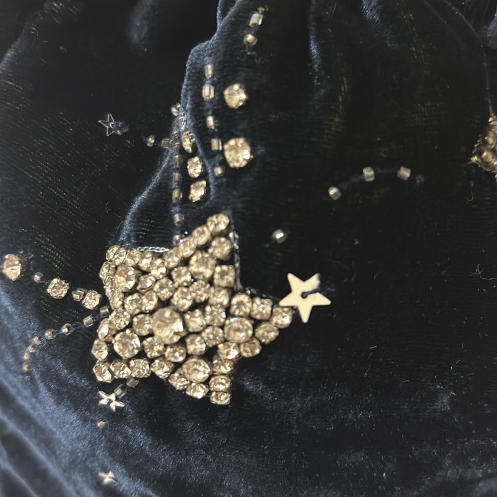 ATTICO Navy Velvet W/ shooting Stars Handbag - Picture 3 of 7